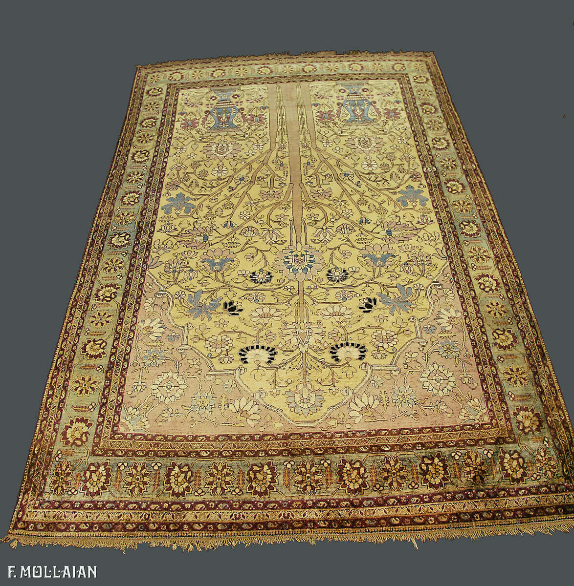 Tapis Persan Antique Farahan Soie n°:68957261